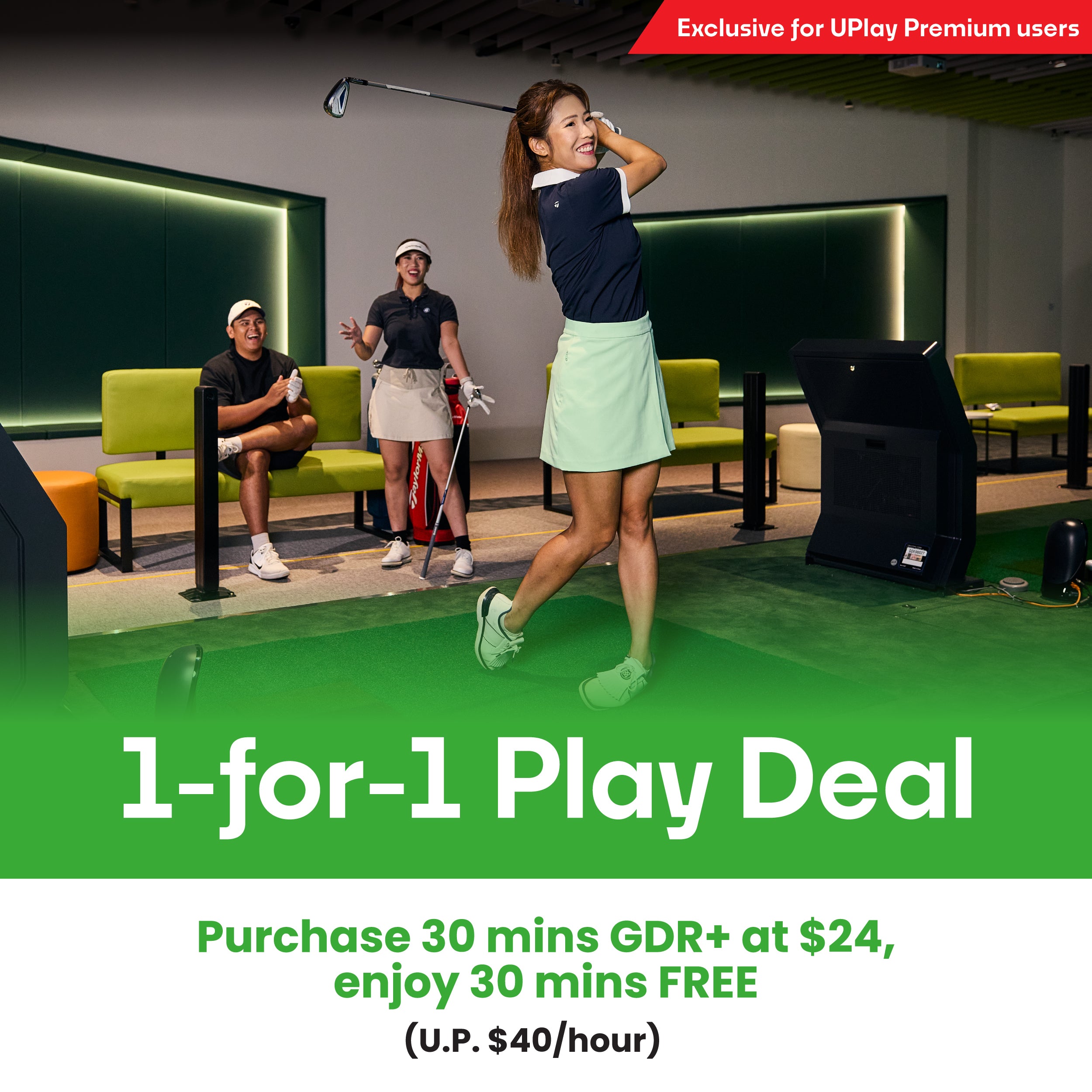 UPlay Premium Exclusive: 1-for-1 Hour Indoor Golf Simulator Deal