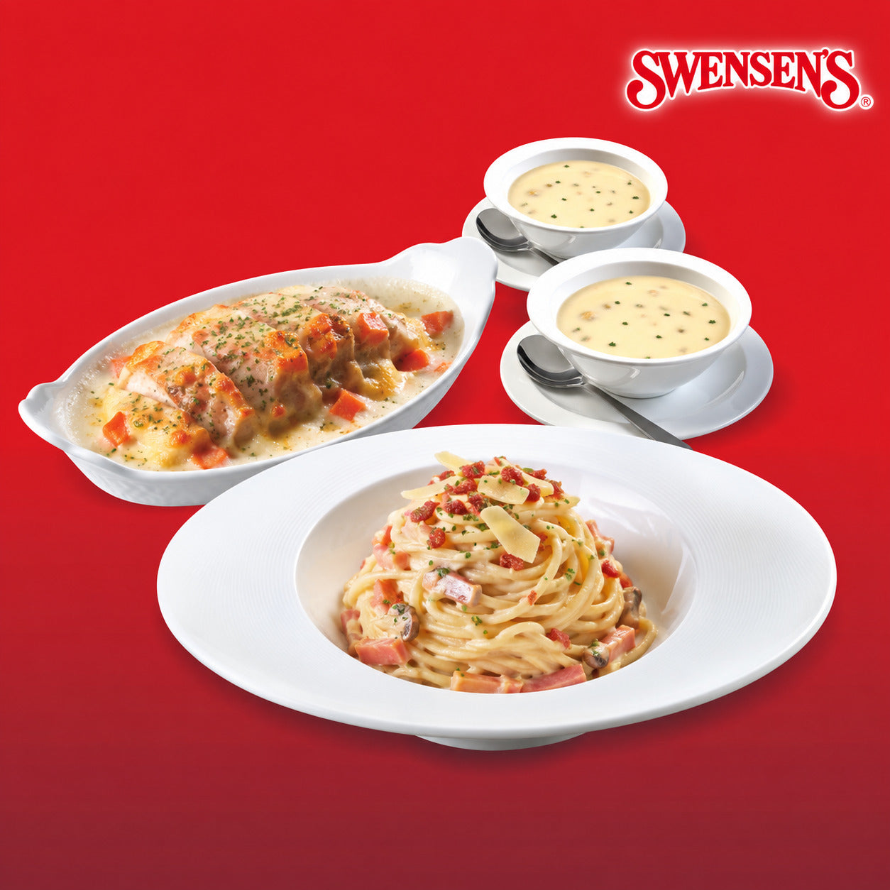 Swensen’s Couple Bundle (2 Pax) – 2 Mains + 2 Soups of the Day