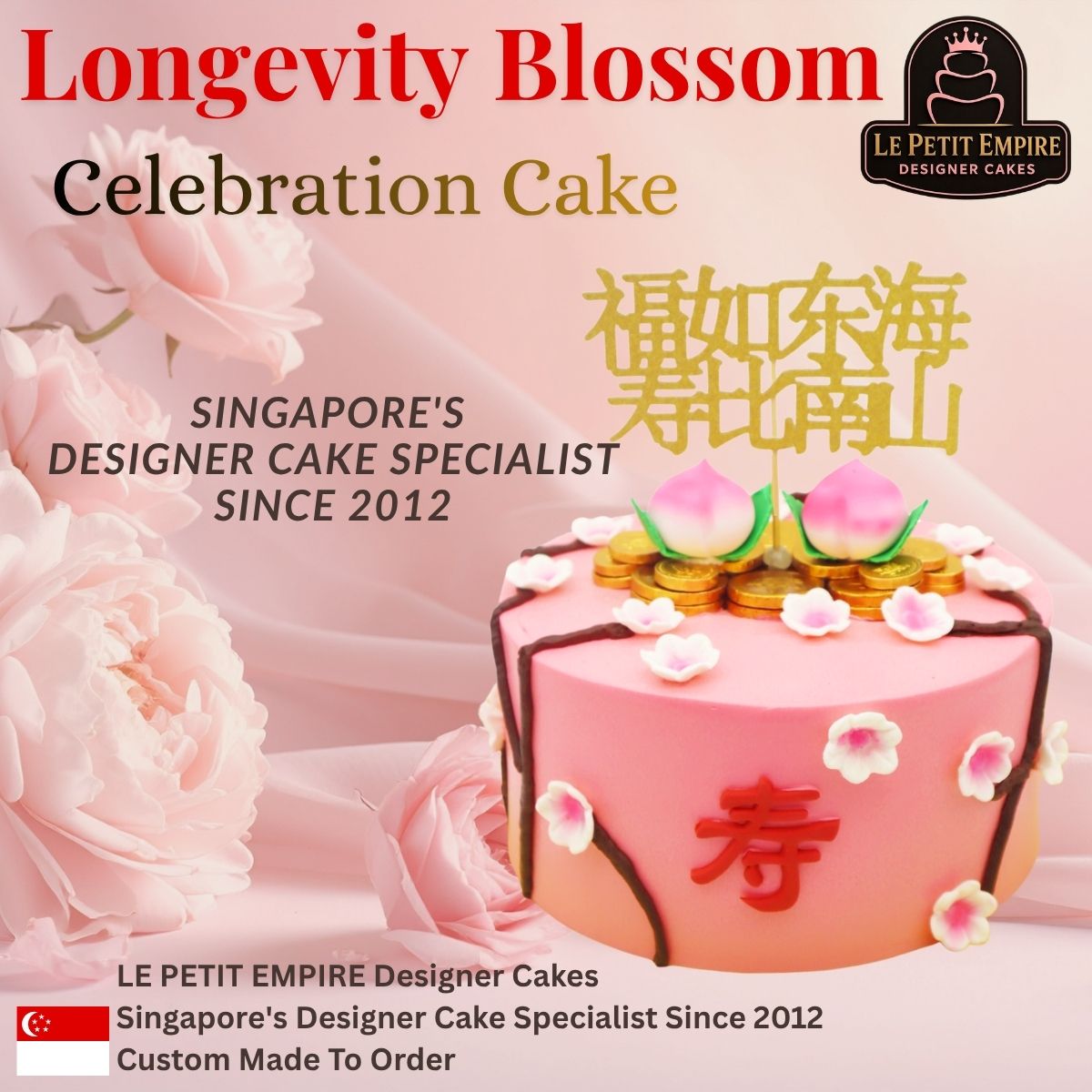 Mini Longevity Blossom Celebration Cake (4-Inch)
