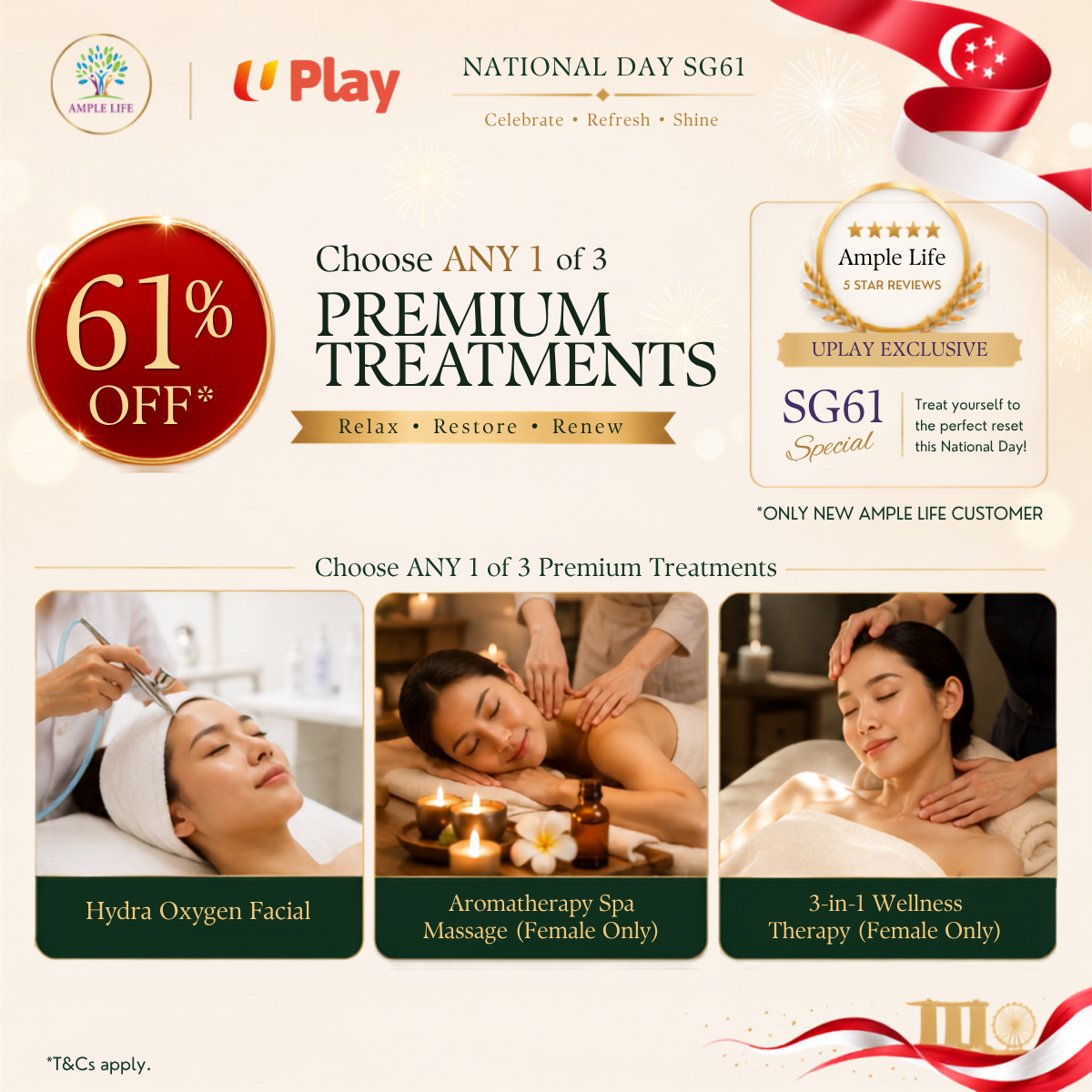 SG61 Wellness Special – 61% OFF Any Signature Treatment (60 Minutes)