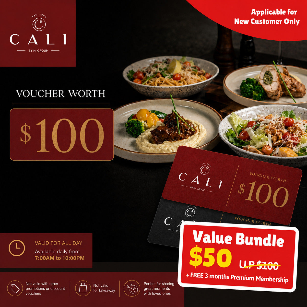UPlay Premium Exclusive CALI Rochester Park Pet-Friendly Restaurant & Bar – Dining Voucher ($50 / $100)