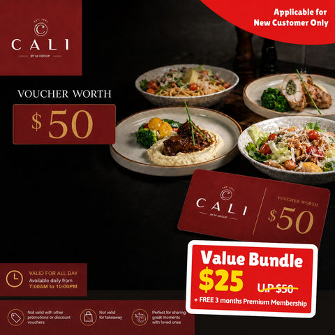 UPlay Premium Exclusive CALI Raffles Place Restaurant & Bar – Dining Voucher ($50 / $100)