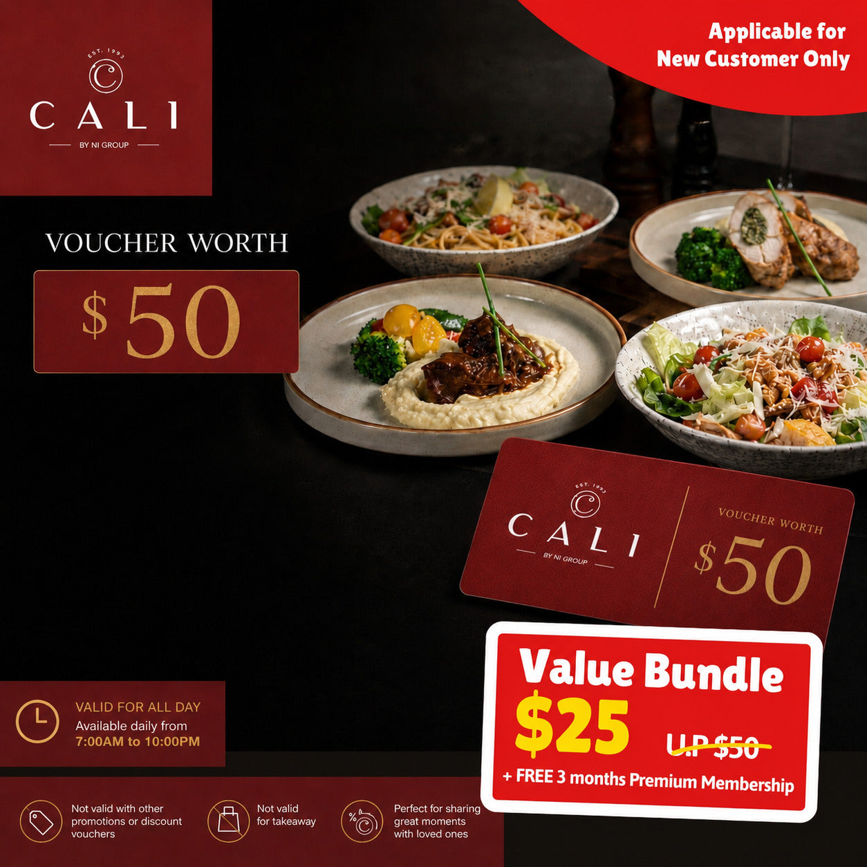 UPlay Premium Exclusive CALI Rochester Park Pet-Friendly Restaurant & Bar – Dining Voucher ($50 / $100)