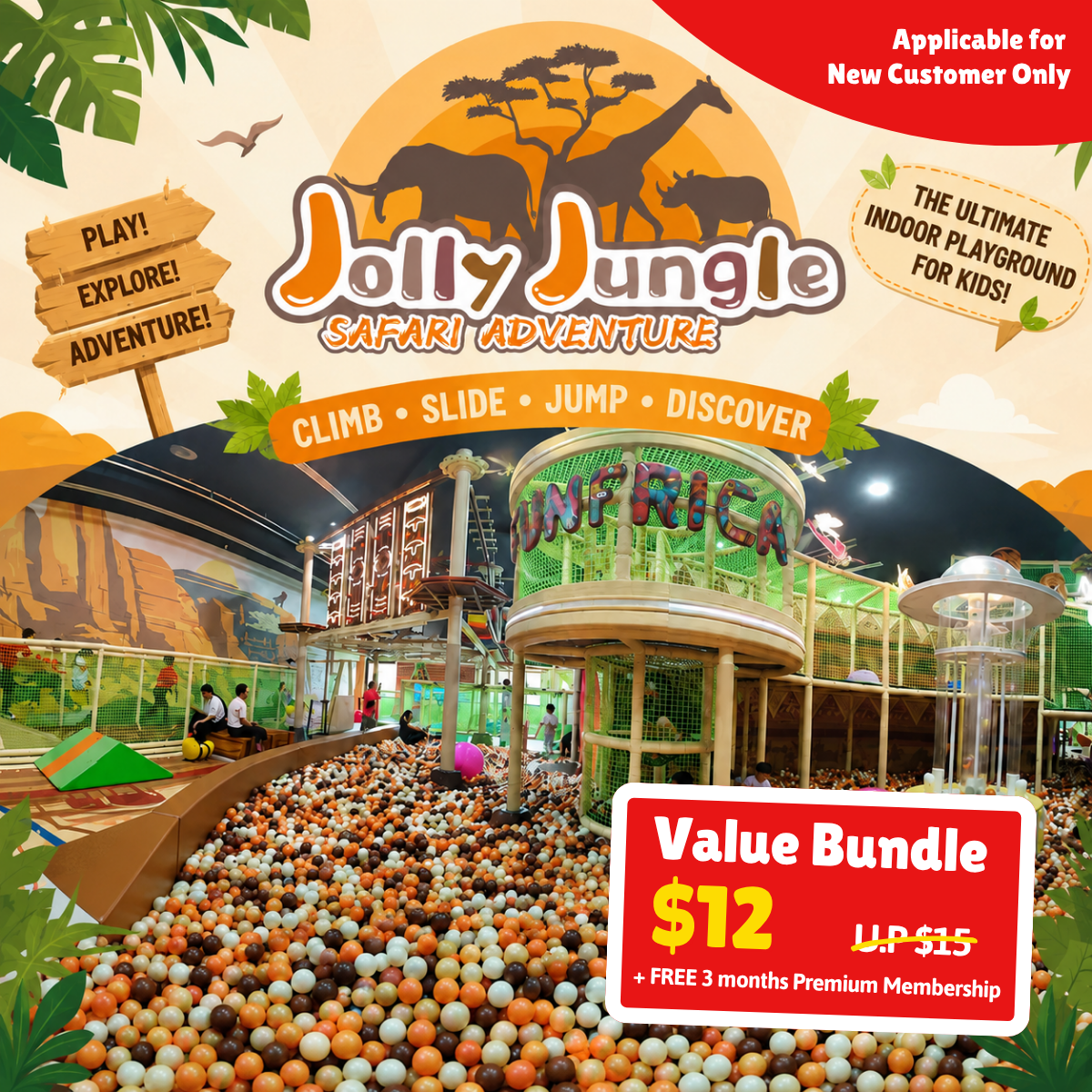 Jolly Jungle @ SAFRA Yishun | Weekday 1-Hour Admission (1 Child + 1 Adult)