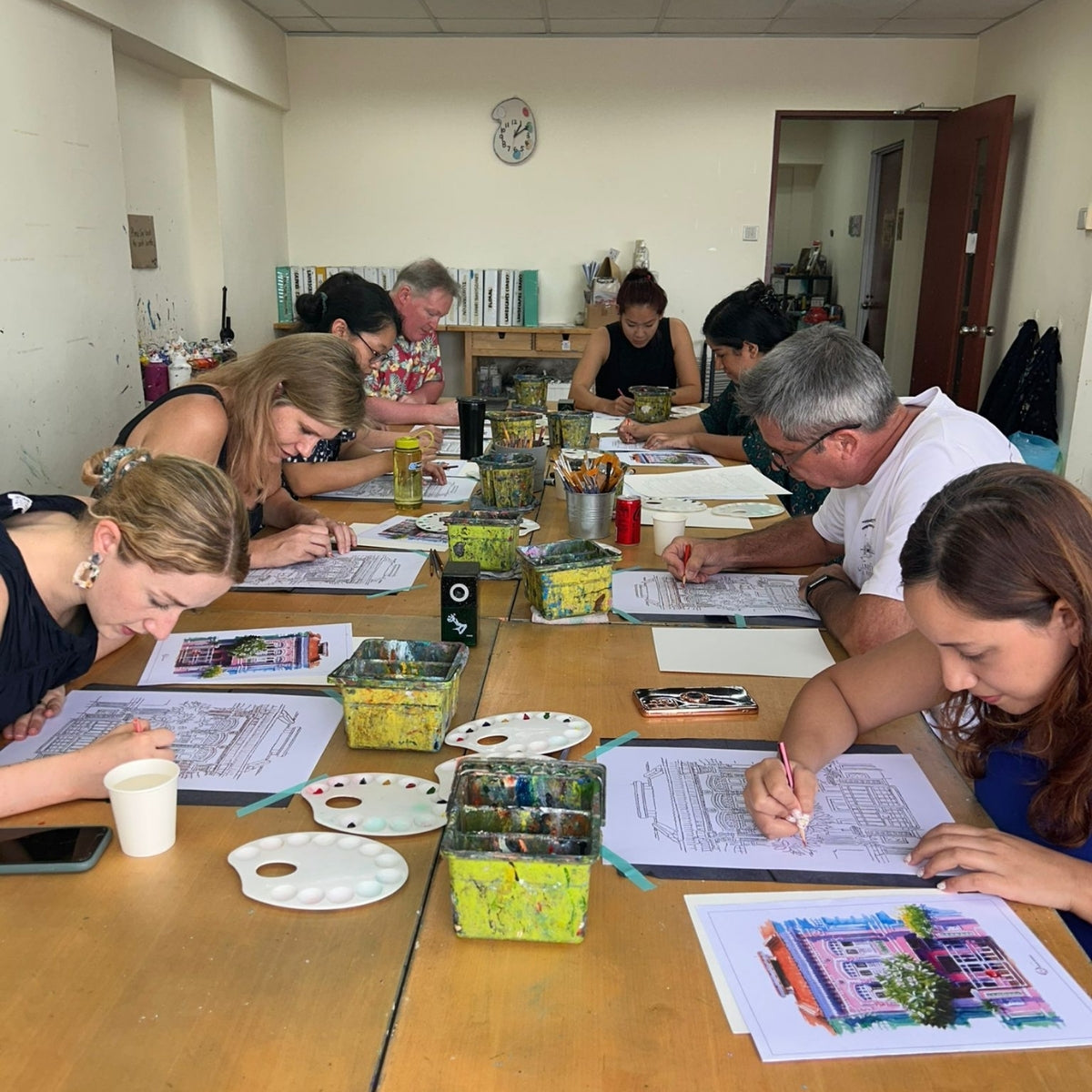 3-Hour Adults Watercolour Painting Workshop – Singapore Themed / Floral