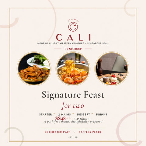 [Flash Card] CALI Signature Feast for 2 — Starter, 2 Mains, Dessert & Drinks