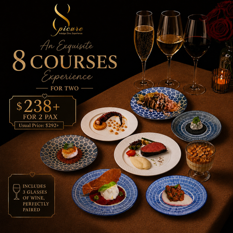 [Flash Card] 8-Course Set with 6 Glasses of Wine for 2 Pax for $238+