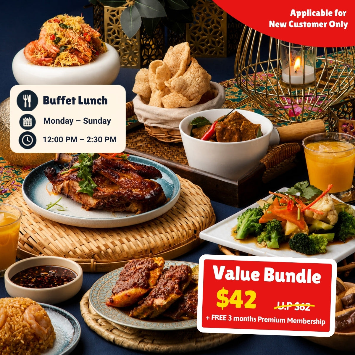 UPlay Premium Exclusive Tiffany Café & Restaurant | Furama City Centre International Buffet - Halal