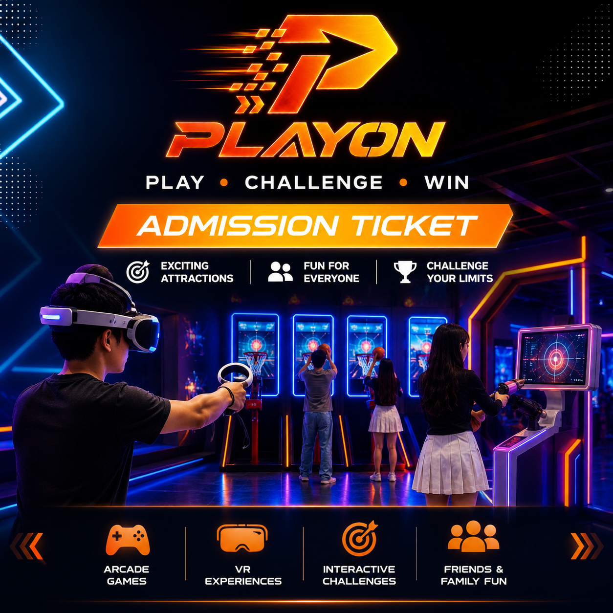 PLAYON Indoor Sports & VR Playground - Single Admission Ticket