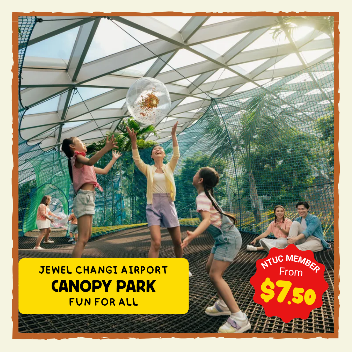 Canopy Park at Jewel Changi Airport, with gardens, tree-top walk, and play areas for families